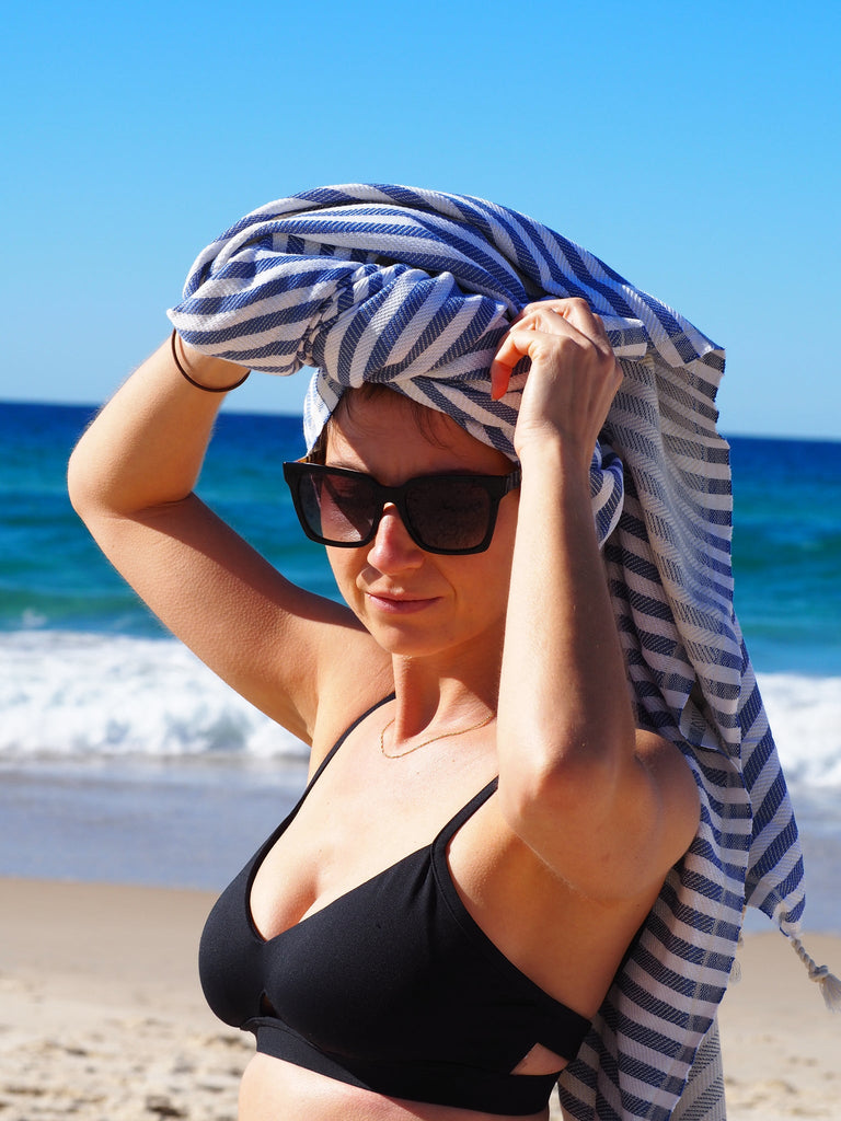 Sustainable Turkish cotton beach towel, a luxurious choice for the planet